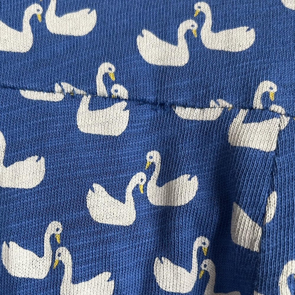 Boden Phoebe Blue Jersey Midi Dress Swan Print 100% Cotton Size US 16 Long - Picture 9 of 11
